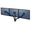 Fellowes Platinum Series Triple Monitor Arm - Monitor Mount for Three 7KG 27 Inch Screens - Adjustable Triple Monitor Desk Mount - Tilt 45° Pan 180° Swivel 360° Rotation 360°, VESA 75 x 75/100 x 100 - Must