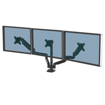 Fellowes Platinum Series Triple Monitor Arm - Monitor Mount for Three 7KG 27 Inch Screens - Adjustable Triple Monitor Desk Mount - Tilt 45° Pan 180° Swivel 360° Rotation 360°, VESA 75 x 75/100 x 100 - Must