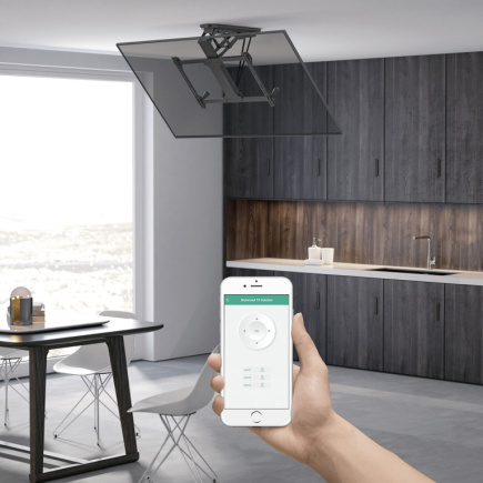 Maclean MC-880T Electric Ceiling TV Bracket WiFi Remote Control TUYA Mobile App Support, max VESA 600x400 Flat & Sloping Ceiling Wall Remote Control Smart 32