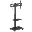 Stand / cart for TV Ergo-Office, max. load 50kg / 5kg shelf, max. VESA 600x400, built-in power strip, Must, ER-304 B