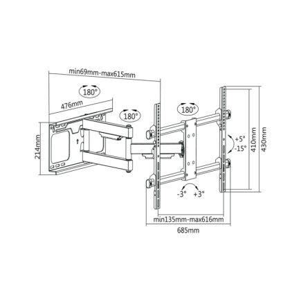 Cabletech TV bracket 37-70 