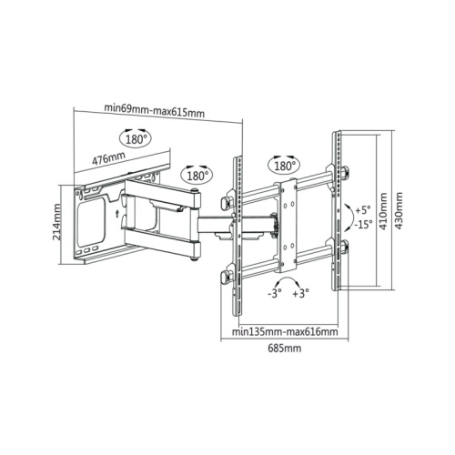 Cabletech TV bracket 37-70 