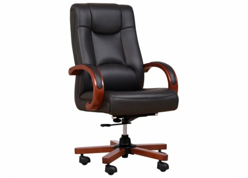 LEADER leather armchair black