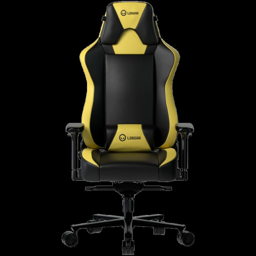 LORGAR Base 311, Gaming Chair, PU eco-leather, 1.8 mm metal frame, multiblock mechanism, 4D armrests, 5 Star aluminium base, Class-4 gas lift, 75mm PU casters, Black + yellow