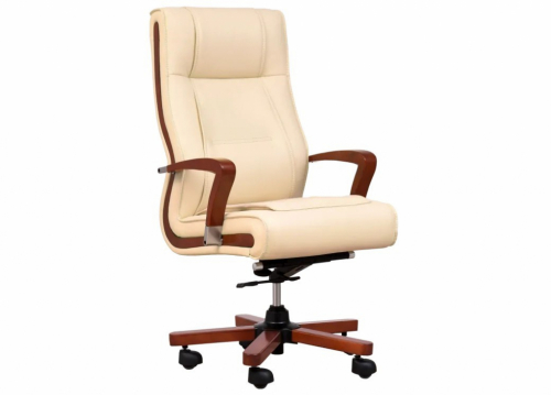 AMBASSADOR cream leather armchair