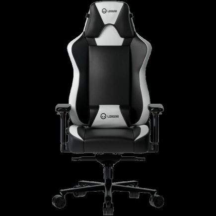 LORGAR Base 311, Gaming Chair, PU eco-leather, 1.8 mm metal frame, multiblock mechanism, 4D armrests, 5 Star aluminium base, Class-4 gas lift, 75mm PU casters, Black + white