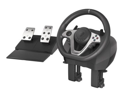 GENESIS Seaborg 400 Black, Silver USB Steering wheel + Pedals Nintendo Switch, PC, PlayStation 4, Playstation 3, Xbox 360, Xbox One, Xbox One S, Xbox One X