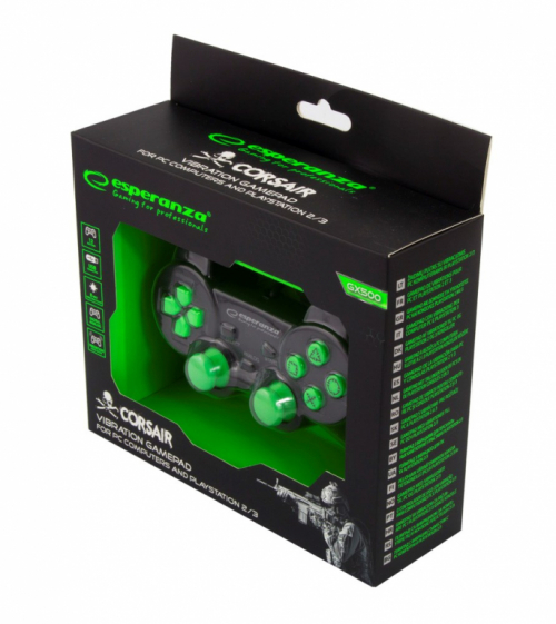 Esperanza EGG106G Gaming Controller Gamepad PC,Playstation 2,Playstation 3 Analogue / Digital USB 2.0 Black, Green