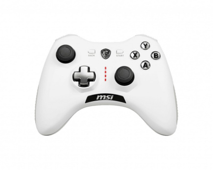 MSI FORCE GC20 V2 WHITE Gaming Controller 'PC and Android ready, Wired, adjustable D-Pad cover, Dual vibration motors, Ergonomic design, detachable cables'