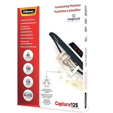 Fellowes | Laminating Pouch PREMIUM | A4 | Glossy | Thickness: 125 micron, Qty Per Pack: 100 pcs; Ideal for notices, craft materials, signage and frequently handled documents; Compatible with all laminator brands