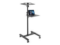 TECHLY Universal Adjustable Trolley for Notebook Projector with Shelf Black