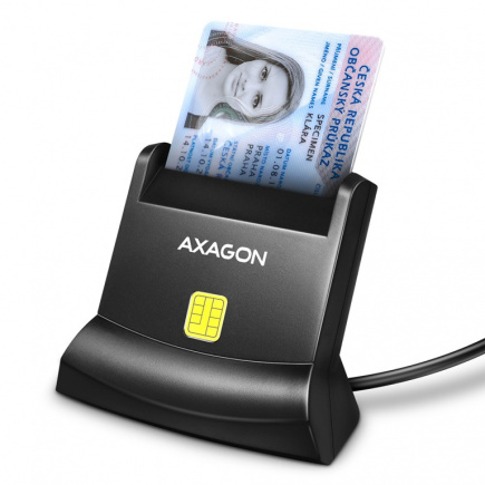 AXAGON CRE-SM4N - Universal desktop USB contact Smart/ID card reader -USB-A cable 1.3m 