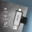 AXAGON CRE-SAC USB card reader - SD/microSD - USB-C and USB-A connectors
