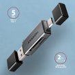 AXAGON AXAGON CRE-DAC USB card reader SD/microSD USB-A USB-C plus Caps