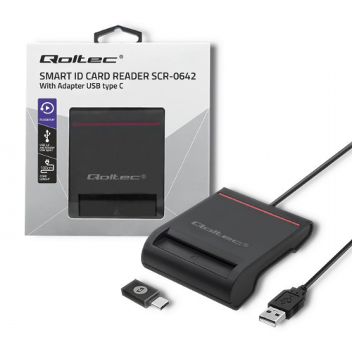 Qoltec Smart chip card scanner USB 2.0 Plug&play