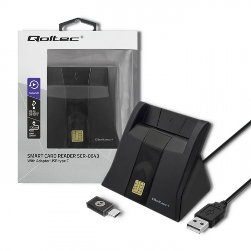 Qoltec Smart chip card scanner USB2.0 Plug&play