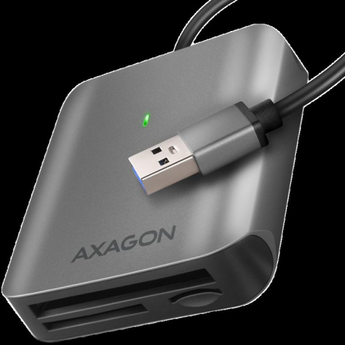 Axagon Aluminum high-speed USB-A 3.2 Gen 1 memory card reader. 3 slots, UHS-II.