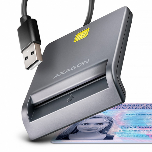 AXAGON Smart card reader CRE-SM3T USB 1.3m cable Windows, Mac