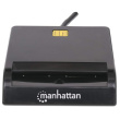Manhattan USB-A Contact Smart Card Reader, 12 Mbps, Friction type compatible, External, Windows or Mac, Cable 105cm, Must, Three Year Warranty