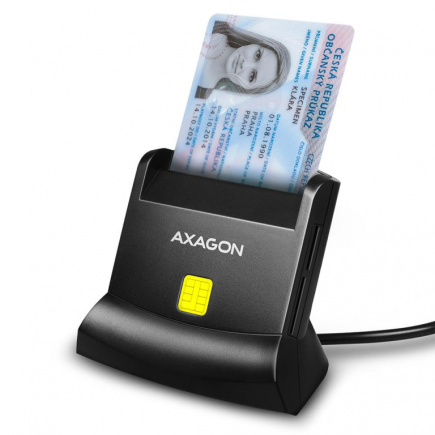 AXAGON CRE-SM2 - desktop Stand USB contact card reader - Smart/ID and SD/microSD 