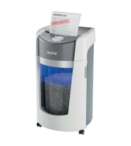 LEITZ Shredder IQ OptiMax Office 550, 35 L, P-5, 2x15 shreds, Automatic Start/Stop, Reverse function, Rotating container - 33% larger capacity for shreds. LEITZ Shredder IQ OptiMax Office 550, 35 L, P-5, 2x15 shreds, Automatic Start/Stop, Reverse function, Rotating container - 33% larger capacity for shreds.