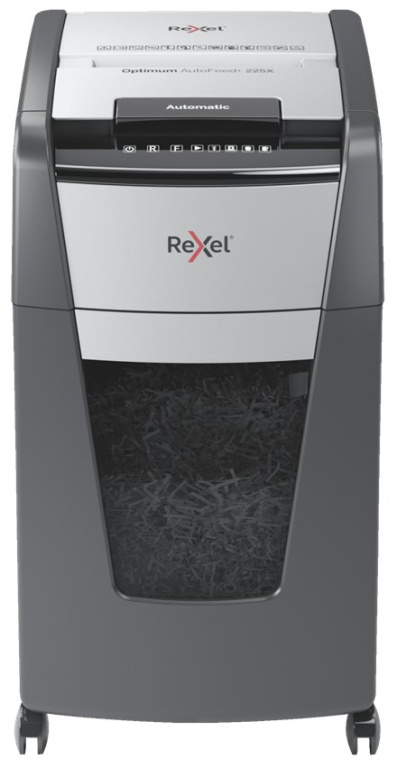 Rexel Optimum AutoFeed+ 225X paper shredder Cross shredding 55 dB 23 cm Black, Grey Rexel Optimum AutoFeed+ 225X paper shredder Cross shredding 55 dB 23 cm Black, Grey