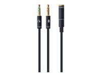 GEMBIRD CCA-418M Gembird 3.5 mm 4-pin socket to 2 x 3.5 mm stereo plug adapter cable, metal, blac