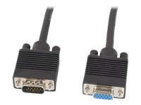 Lanberg - VGA extension cable - HD-15 (VGA) (M) to HD-15 (VGA) (F) - 5 m - thumbscrews, 1080p support - black 