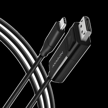 Active USB-C -> DisplayPort cable - adapter AXAGON RVC-DPC for connecting a DisplayPort monitor/TV/projector to a notebook or Mobile phone using USB type C connector.
