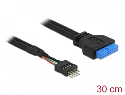 Delock Cable USB 3.0 pin header female > USB 2.0 pin header male 30 cm