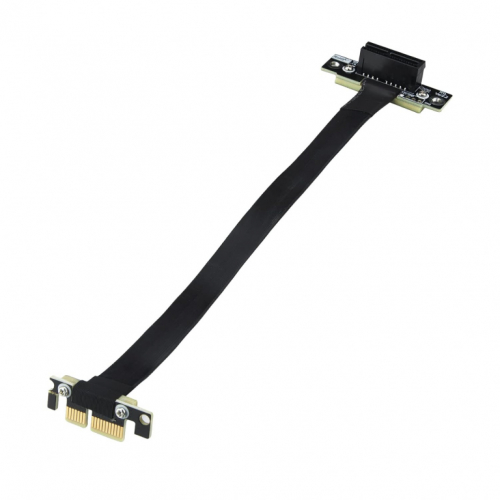 10Gtek PCI-e 3.0 1x to 1x Black Riser Cable 200 mm 90 Degree, EMI, Male to Female Riser Cable Extender