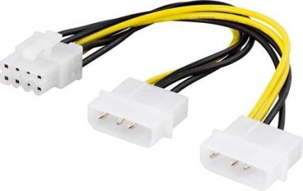 DELTACO adapter cable, 2xMolex 4-pin to 8-pin PCI-Express, 30cm