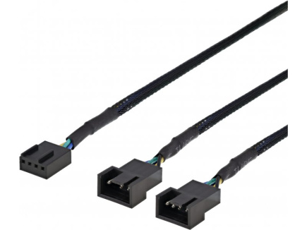 DELTACO splitter for PWM fans, 4-pin to 2x4-pin female, black