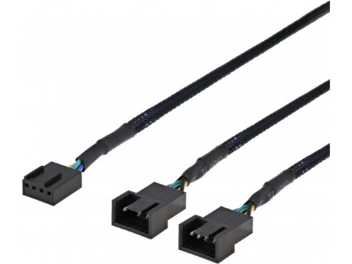 DELTACO splitter for PWM fans, 4-pin to 2x4-pin female, black
