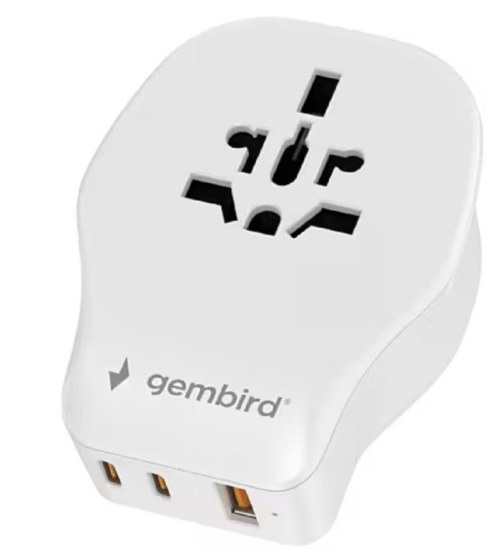 POWER ADAPTER TRAVEL 20W/Белый TPA-1A2C20-02-W GEMBIRD