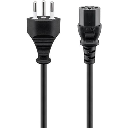 Goobay | Power supply cord, Switzerland | 93617 | Black Swiss male (type J, SEV 1011) | Device socket C13 (IEC connection) 93617