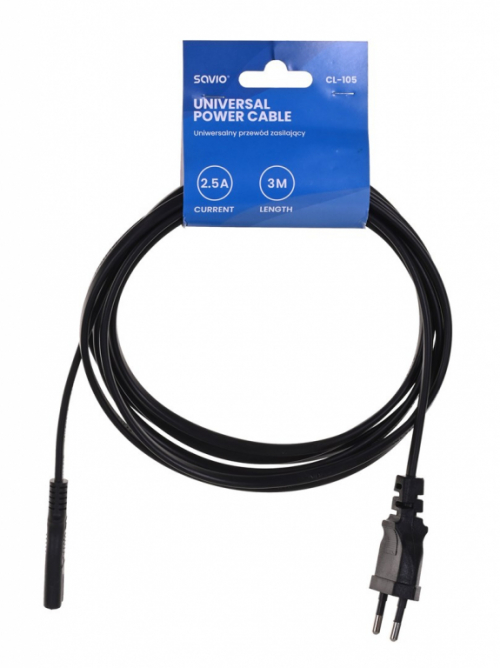 SAVIO Power cable 2pin (M) 3m CL-105 Black C7