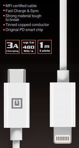 REAL-EL USB-C - Lightning White Cable 1m