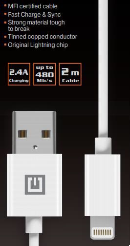 REAL-EL USB 2.0 - Lightning White Cable 1m
