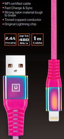 REAL-EL USB 2.0 - Lightning Rainbow Cable 1m