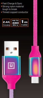 REAL-EL USB-A - Micro USB Cable 2.4A Fast Charge 1m Rainbow Rose 