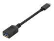 ASSMANN Digitus - USB 3.1 3A 5Gbits cable - USB-A Female to USB-C (M) - USB 3.0 - 15cm - molded - black - Fast charge PD and data, OTG