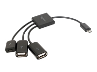 GEMBIRD UHB-OTG-02 Gembird cable Micro USB OTG BM -> 2x USB AF + micro BF, 0,15 m