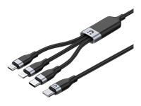 UNITEK C14101BK-1.5M Cable USB 3in1 Black microUSB USB-C Ligthining 1.5m