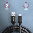 AXAGON Data and charging USB-C <-> USB 3.2 Gen 1 cable, lengh 1 m. 3A. Black braided. 5Gb/s