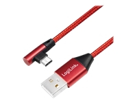LOGILINK CU0146 LOGILINK - USB 2.0 Cable USB-A male to USB-C (90° angled) male, red, 1m