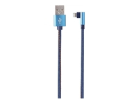 GEMBIRD Premium jeans denim Type-C USB 8-pin cable with metal connectors 1m blue angled