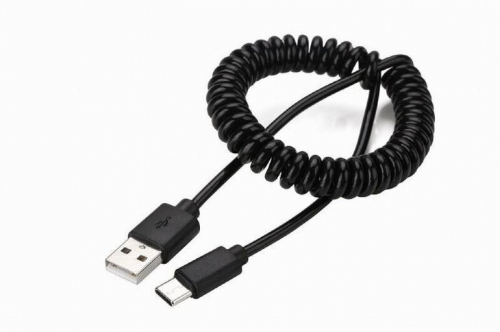 GEMBIRD USB cable - USB (M) to 24 pin USB-C (M) - USB 2.0 - 60 cm - coiled, molded, gold plated contacts - black 