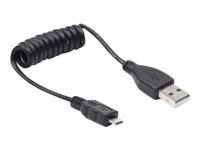 GEMBIRD CC-MUSB2C-AMBM-0.6M Gembird micro USB cable 2.0 coiled cable black 0.6m