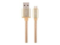 GEMBIRD CCB-mUSB2B-AMCM-6-G Gembird USB 2.0 cable to type-C, cotton braided, metal connectors, 1.8m, gold